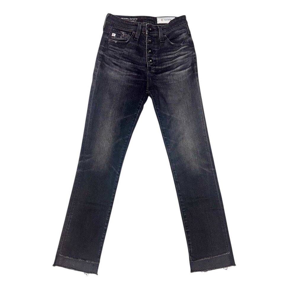 AG Black Gray Jeans Adriano Goldschmied High Rise Straight Crop Isabelle 24 R